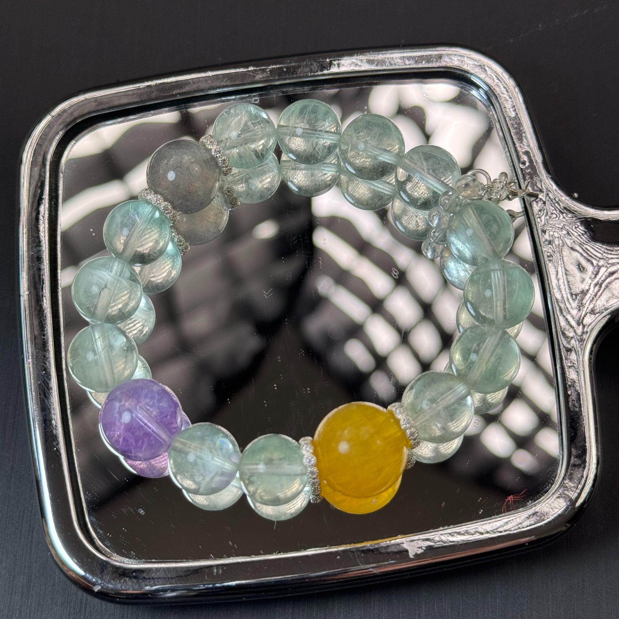 A844 原创绿水晶多宝手链11mm+多样性发一