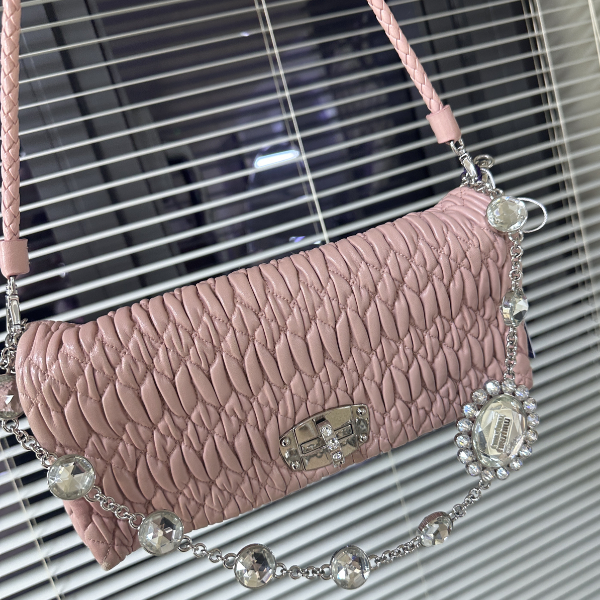 95新 MIU MIU/缪缪 裸粉色新款小号法棍