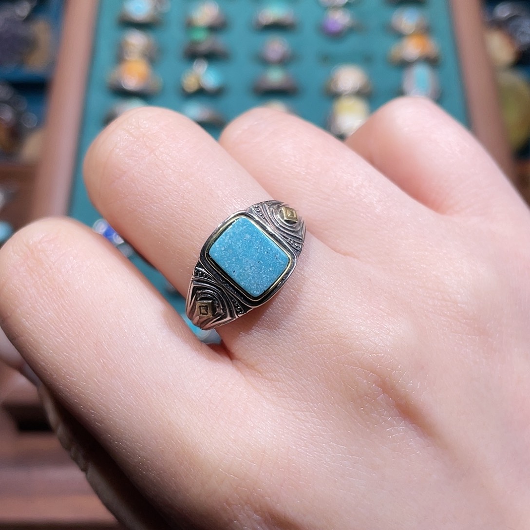 绿松石银S925镶嵌戒指戒指