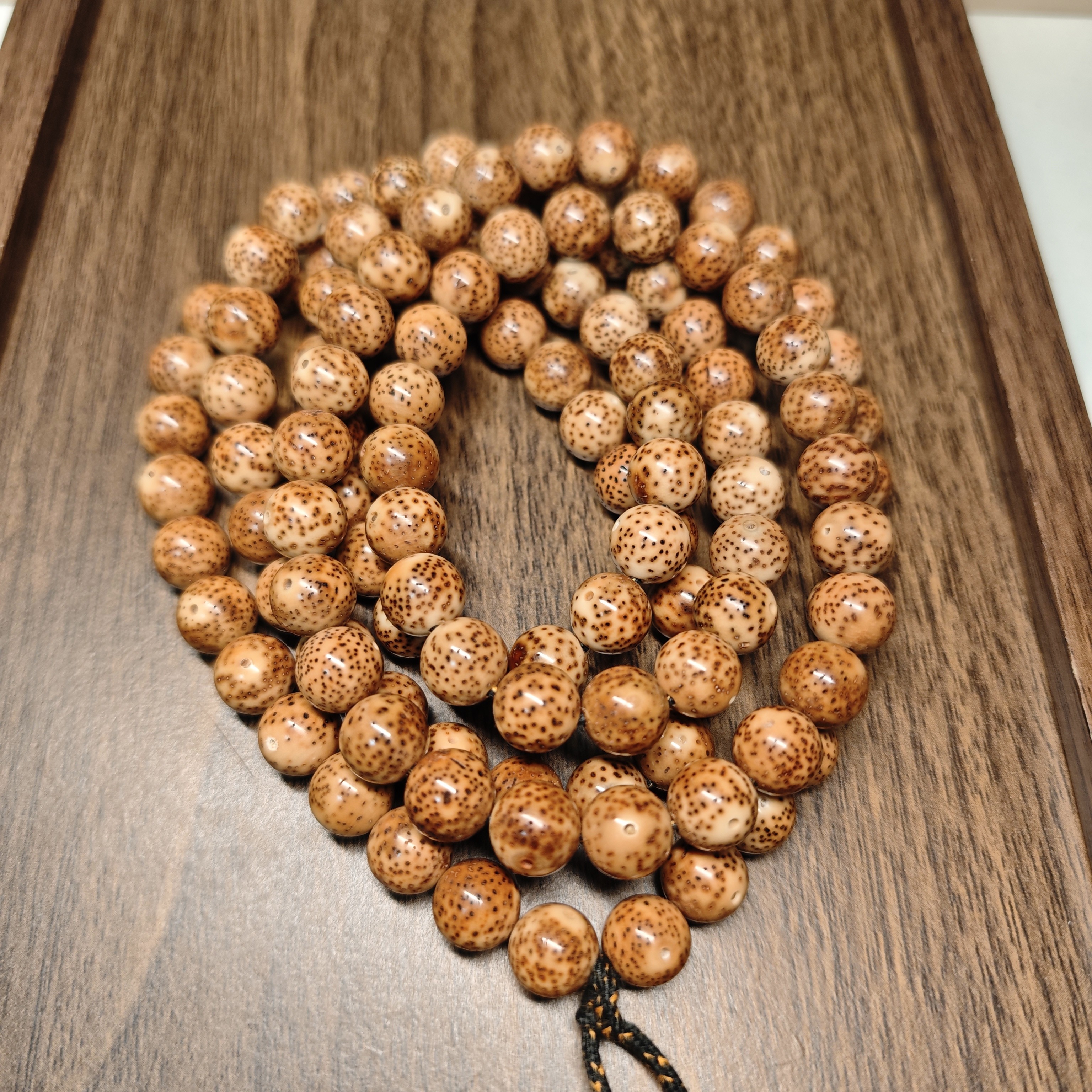 海南老陈籽11mm虎皮圆珠高油高密文玩佛珠长串