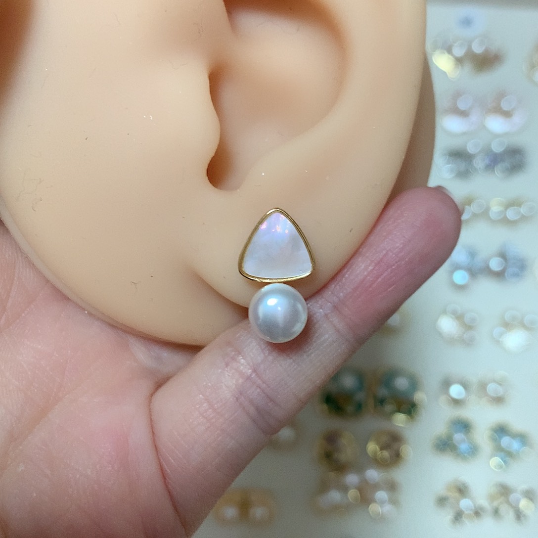 合金淡水珍珠耳饰