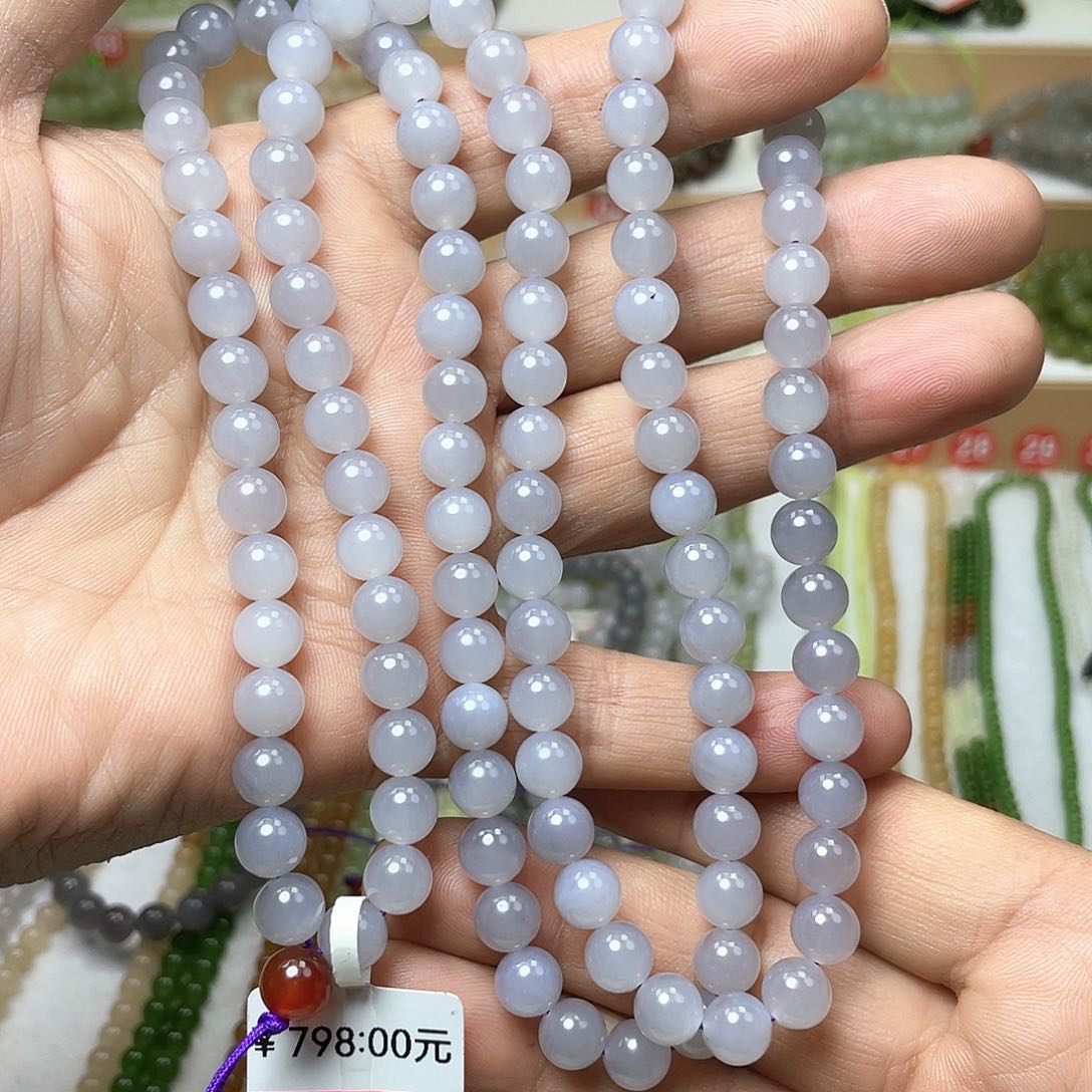 和田玉颈饰未镶嵌沙***列8mm