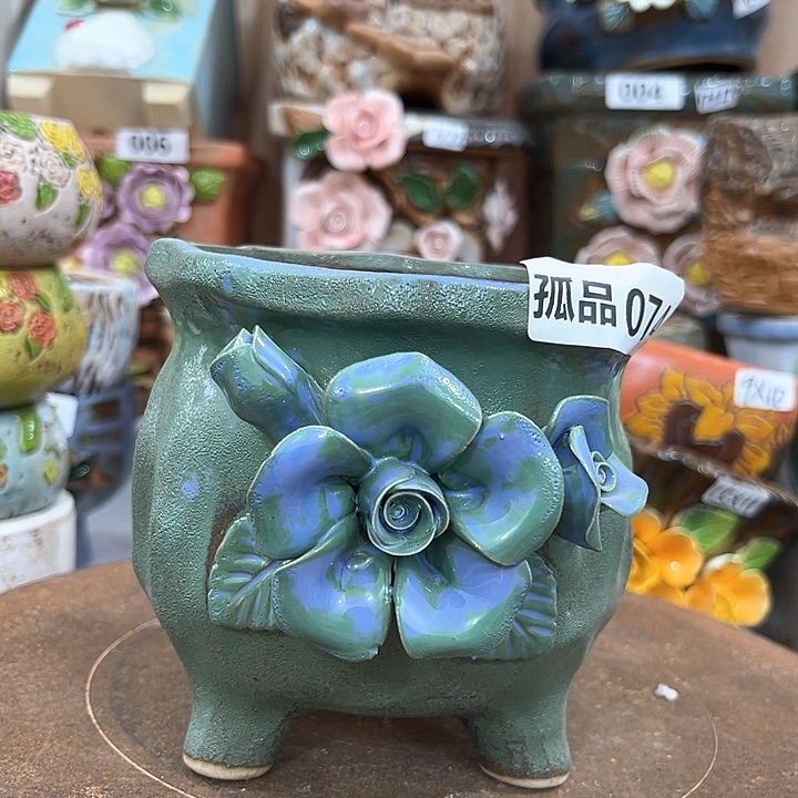 红陶粗陶花盆粗陶花盆孤品074