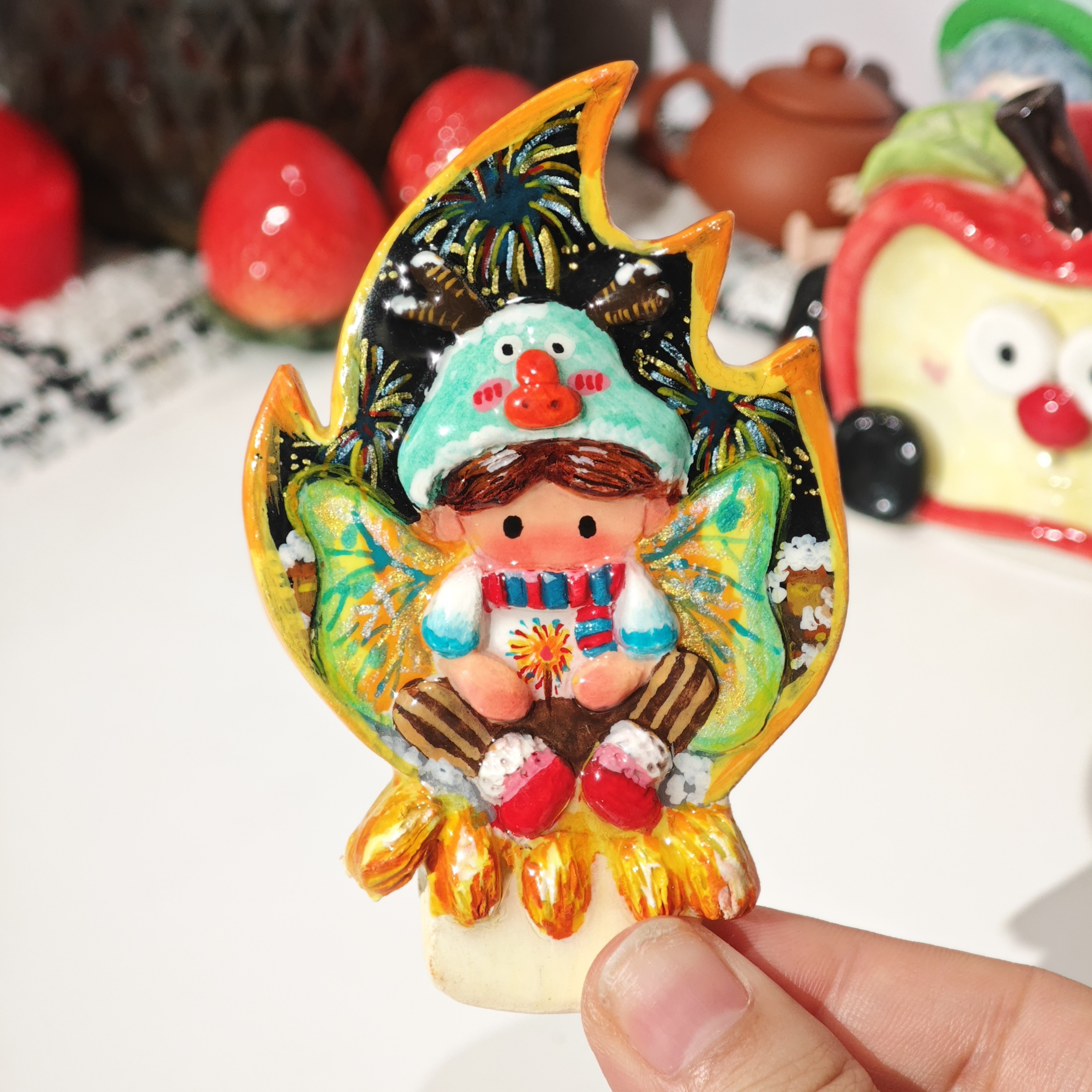 心愿蜡烛石塑粘土冰箱贴