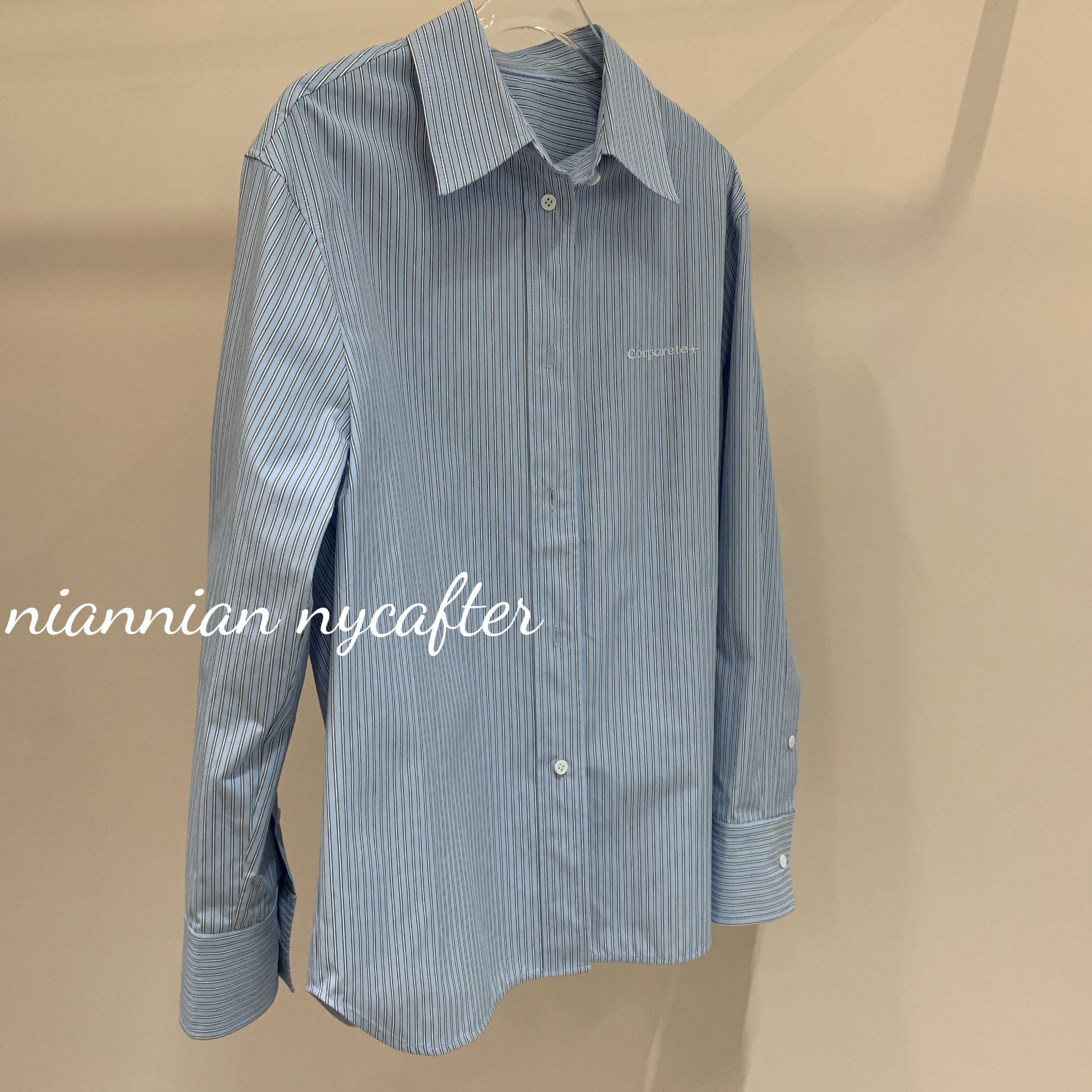 [春夏2025]蓝条纹衬衫高支棉条纹衬衣mm1822
