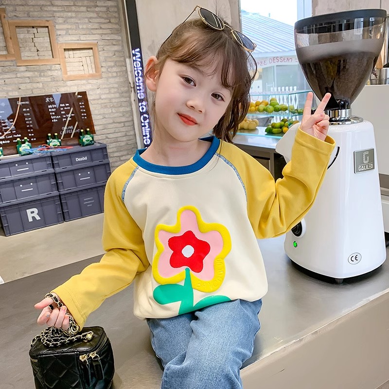 春秋新款时尚百搭高货潮流洋气网红款儿童TX6023女童长袖T恤