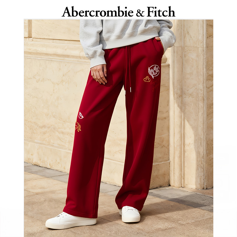 【马年新春】AF新年红保暖抓绒阔腿卫裤26春新款女装147-5188