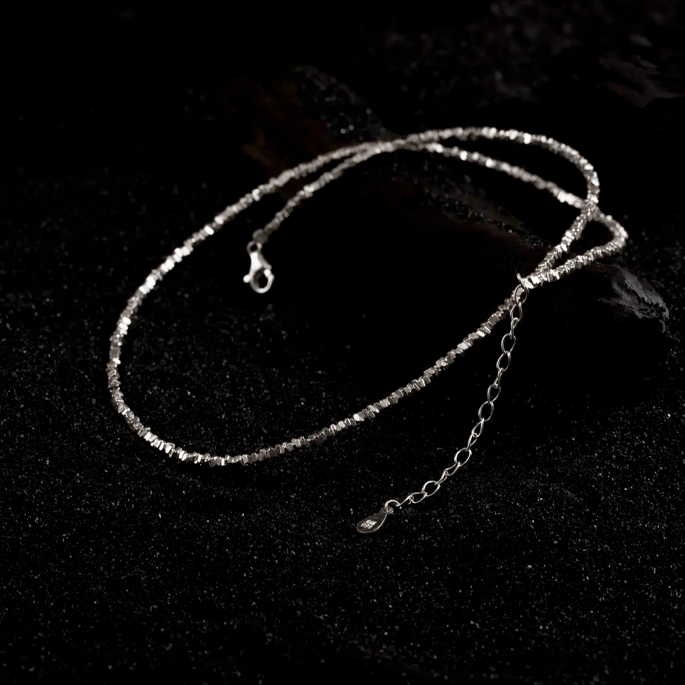 链子足银 吊坠足银 链子999足银 碎银子项链时尚简约轻奢气质