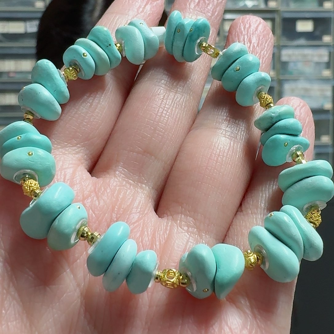 绿松石珠宝奇石18K金镶嵌