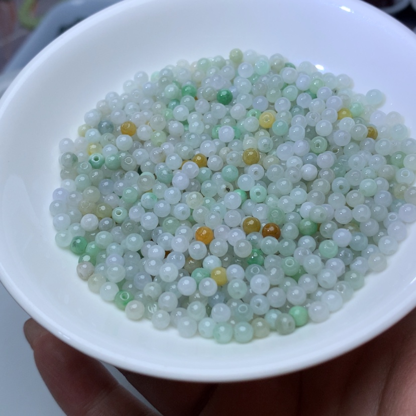 【闪购商品】未镶嵌手链翡翠卡3.5冰绿白100颗