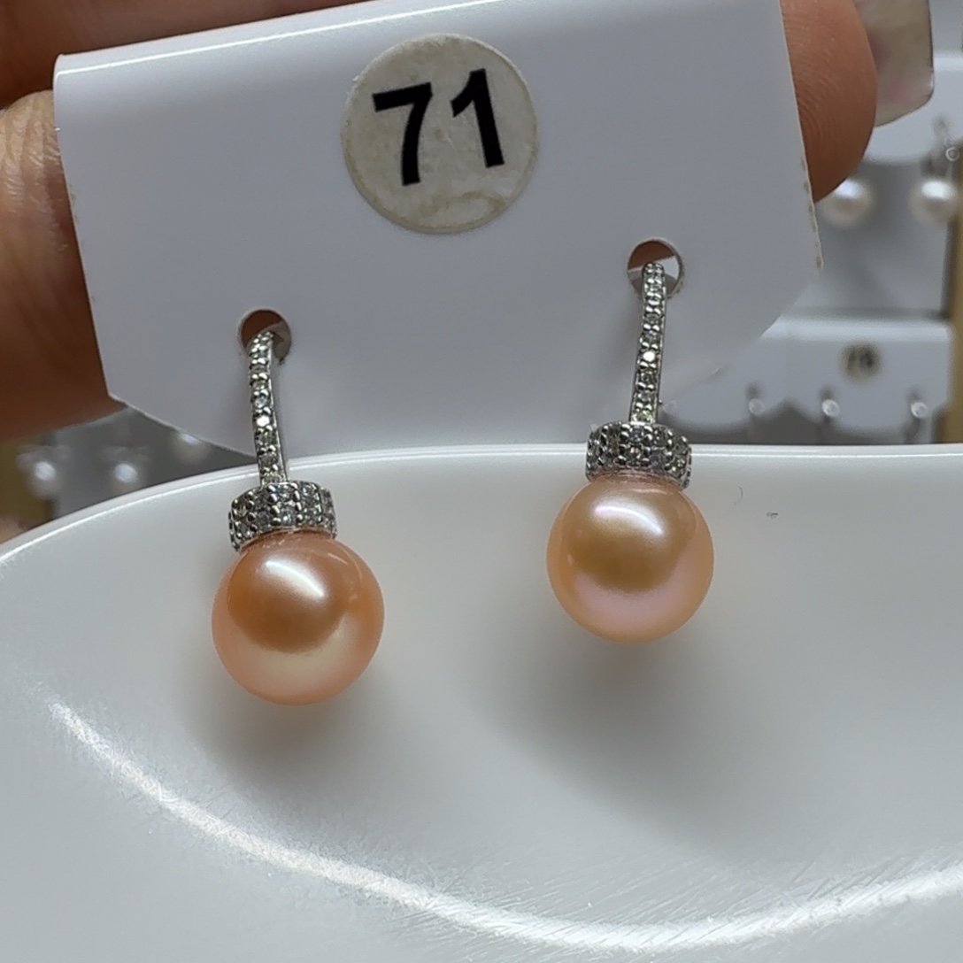 耳饰淡水珍珠银S925镶嵌珍珠7.7