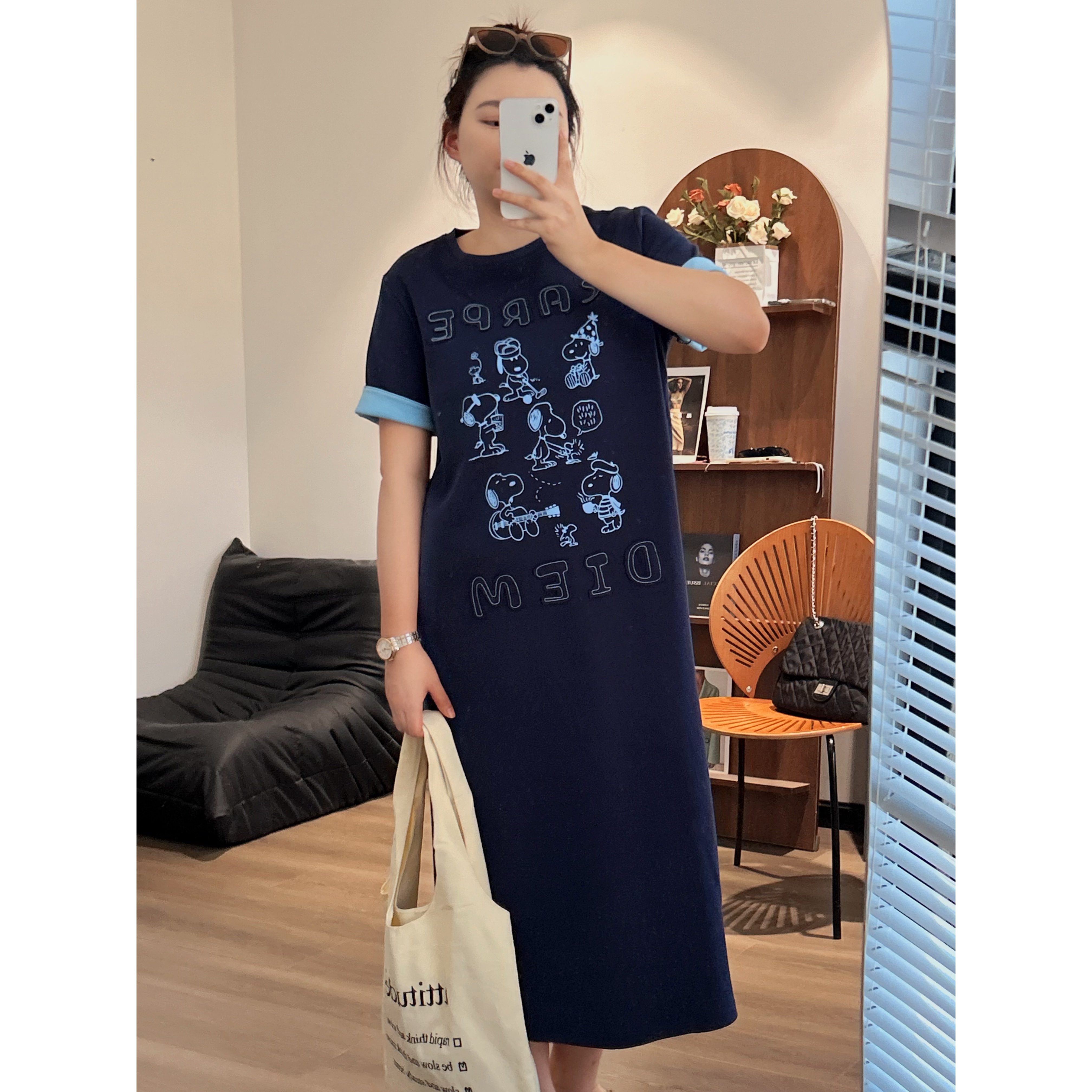 【咔咔】蓝调-宽松型正肩袖印花圆领短袖T恤复古刺绣重工K0337