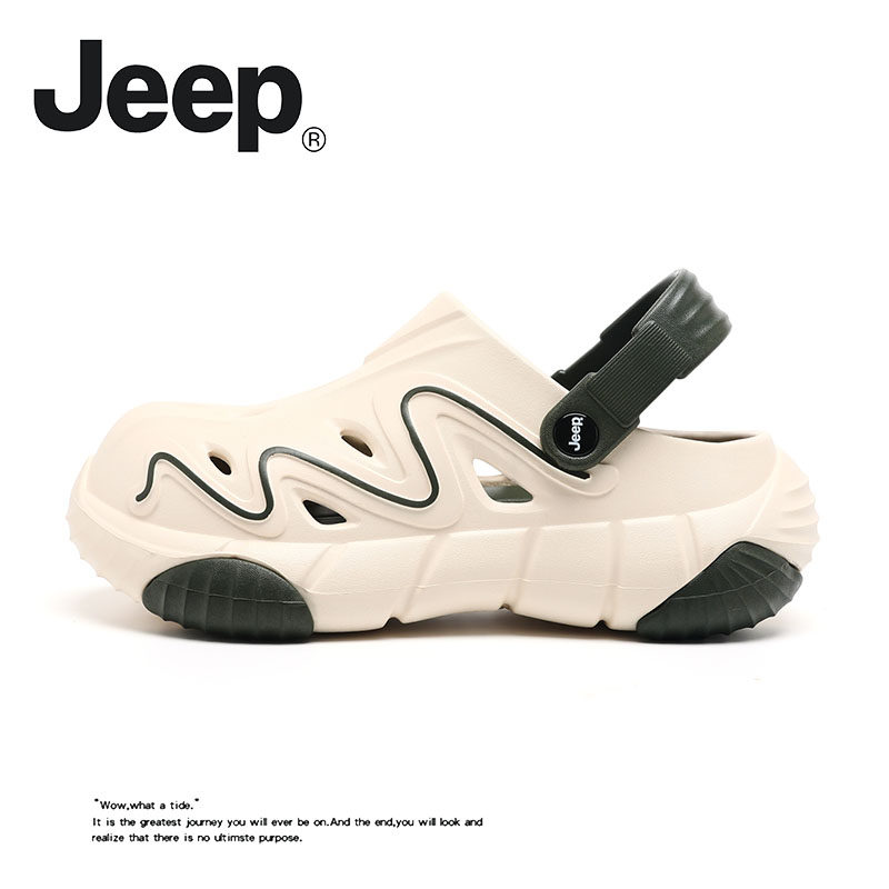 JEEP/吉普包头拖男夏外穿防滑溯溪鞋户外休闲潮流两穿洞洞沙滩鞋