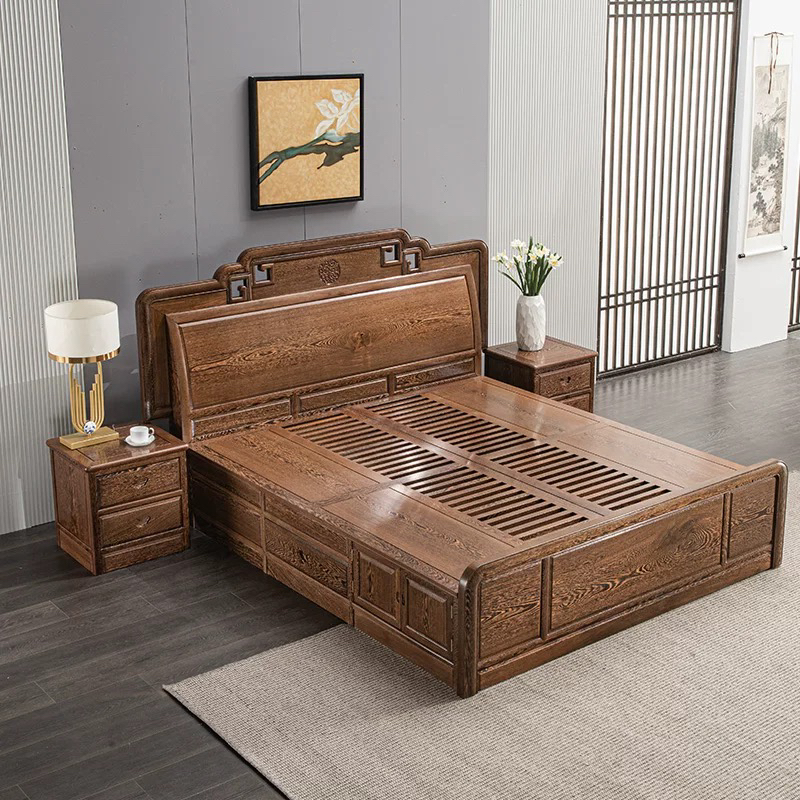 鸡翅木大床1米8古典家具鸡翅木双人床