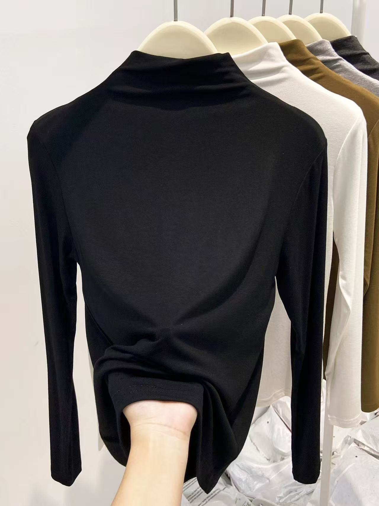 女半高领长袖T恤加绒打底衣洋气内搭网红