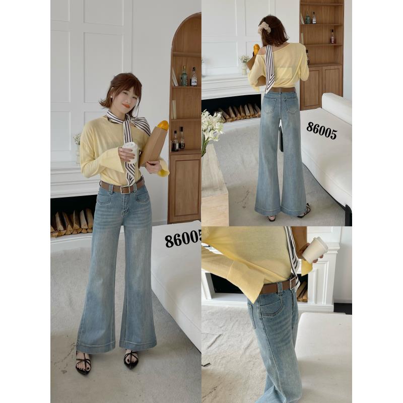 SMY86005(聚水潭) 复古提臀新款紧身微喇女士牛仔裤