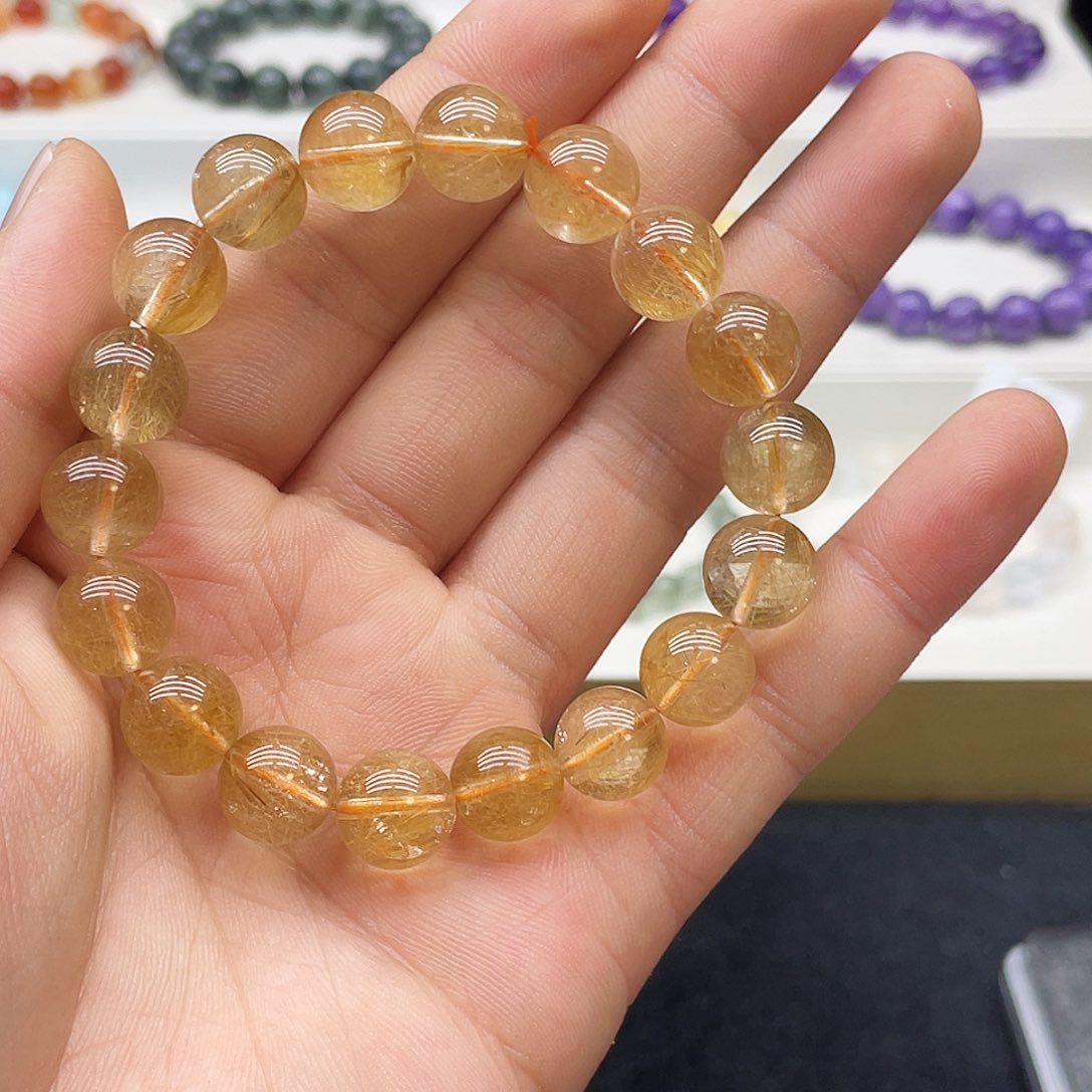 水晶手链未镶嵌金发晶11.4