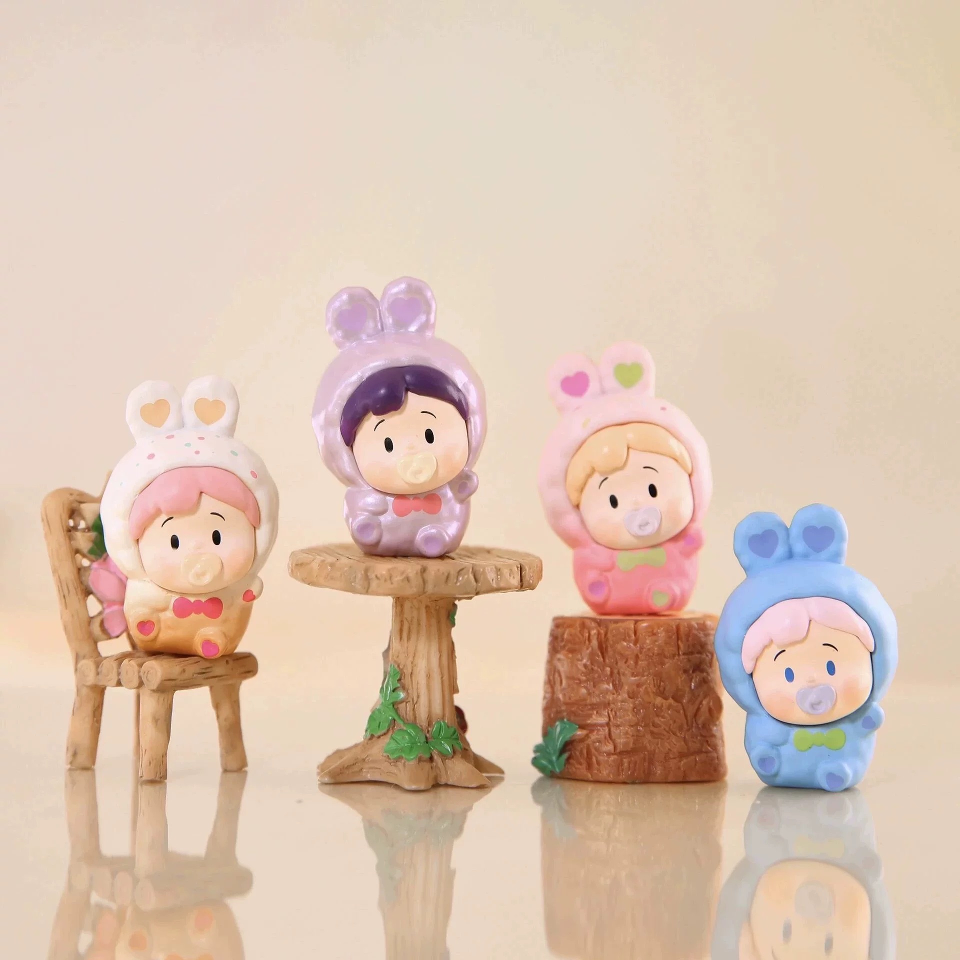 【拆盒】小花卷2代豆豆兔胶囊系列萌粒盲盒潮玩摆件