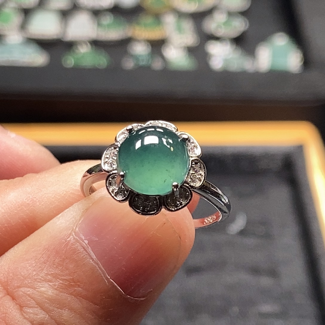 翡翠银S925镶嵌戒指