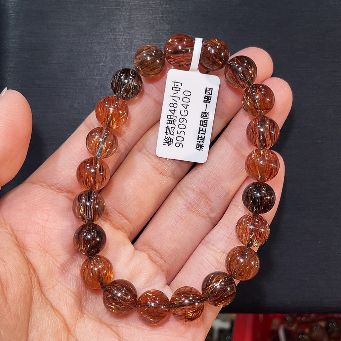 未镶嵌水晶手链顺发黑金超七9mm