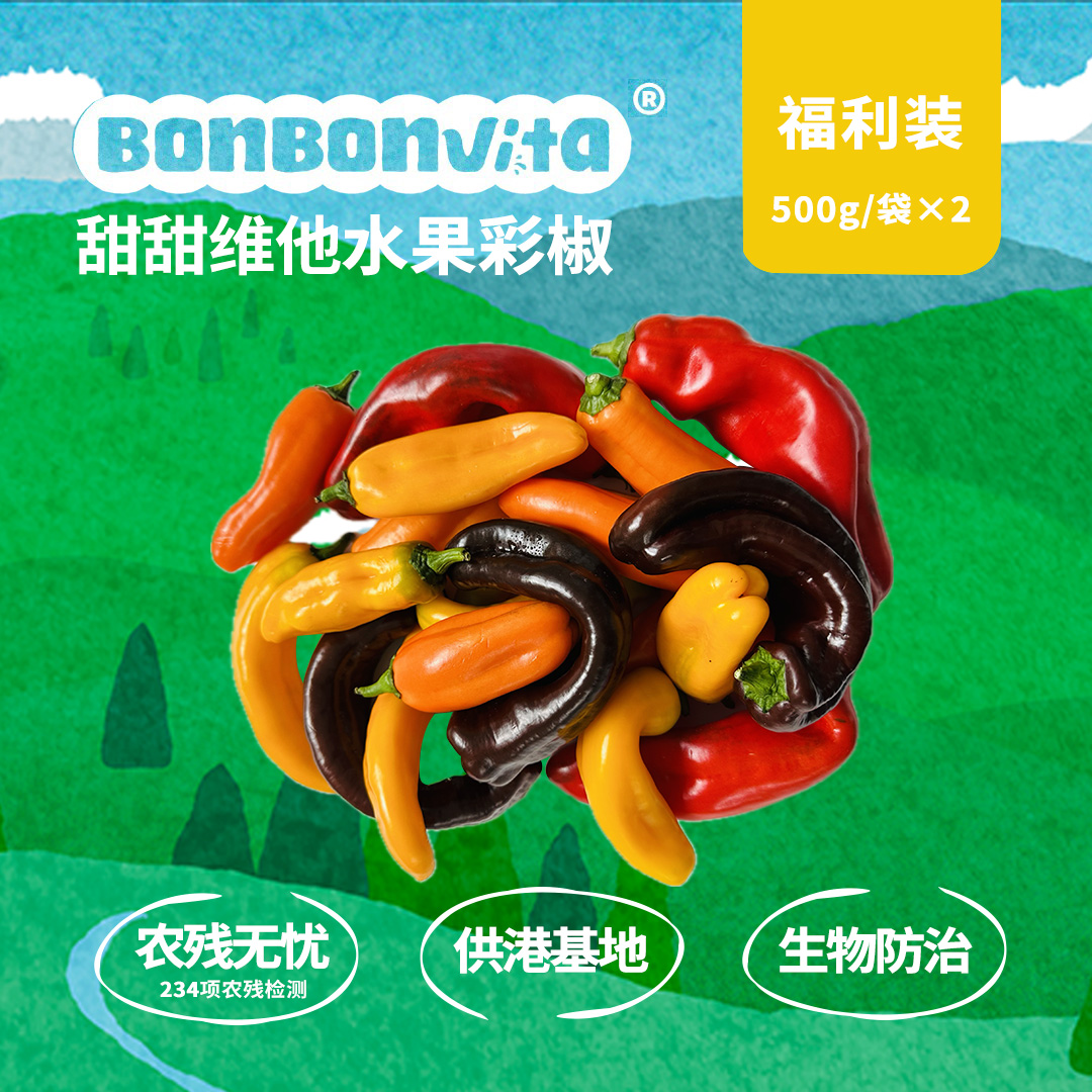BonBonVita【安心丑丑椒】脆甜多汁水果彩椒500g/袋*2袋/箱（一公斤）