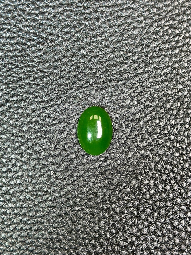 【俄料】和田玉碧玉老坑辣阳绿走苹果绿完美级别戒面1.3×1.8×0.55