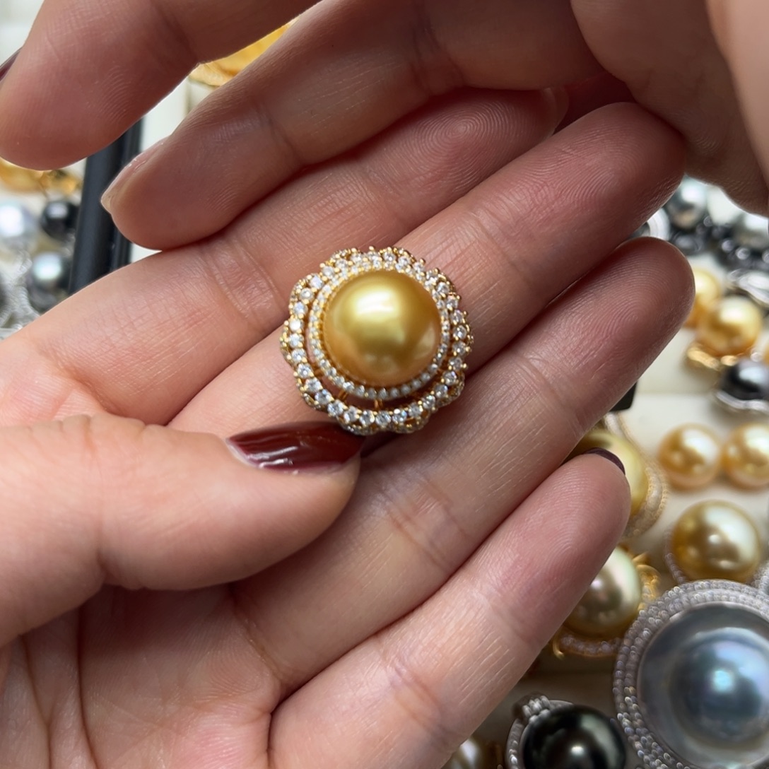 海水珍珠戒指银S925镶嵌