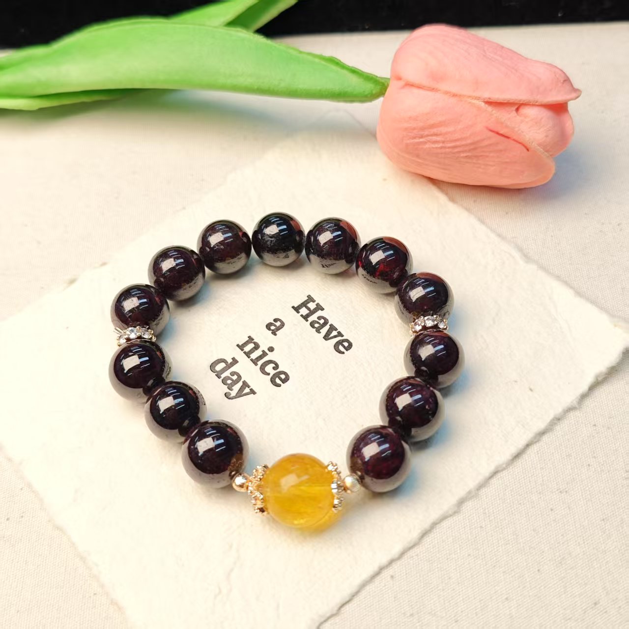 《女人的骄傲》石榴石超大M手链12-14(多样发其一)有天然矿坑 XF28