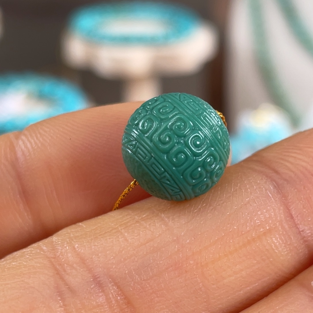 绿松石未镶嵌套链高瓷绿回纹11.7mm