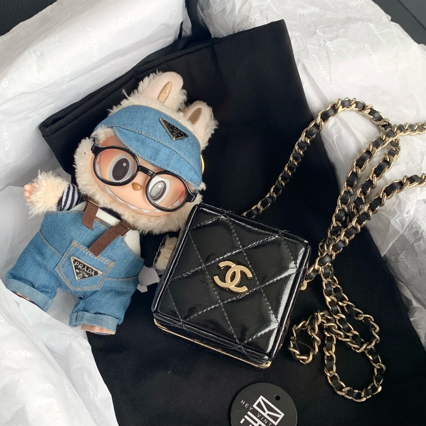 99新 Chanel/香奈儿  限量手工坊黑金菱格限量骰子包 14473683