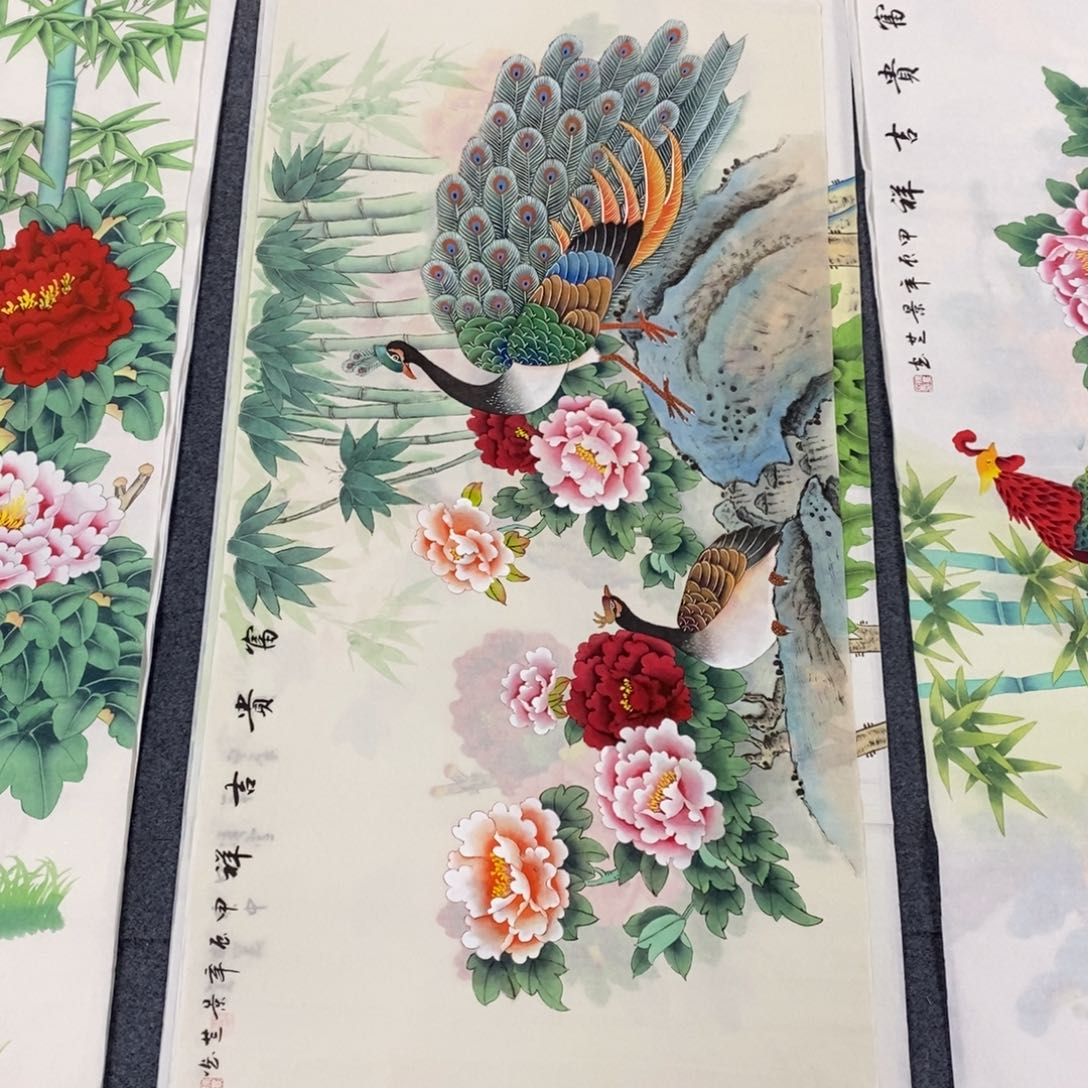 国画尺寸140✖️70四尺手绘工笔