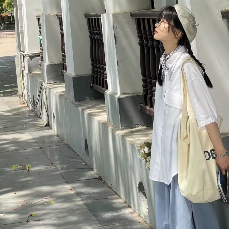 夏季新款日常百搭薄款透气短袖衬衫9092