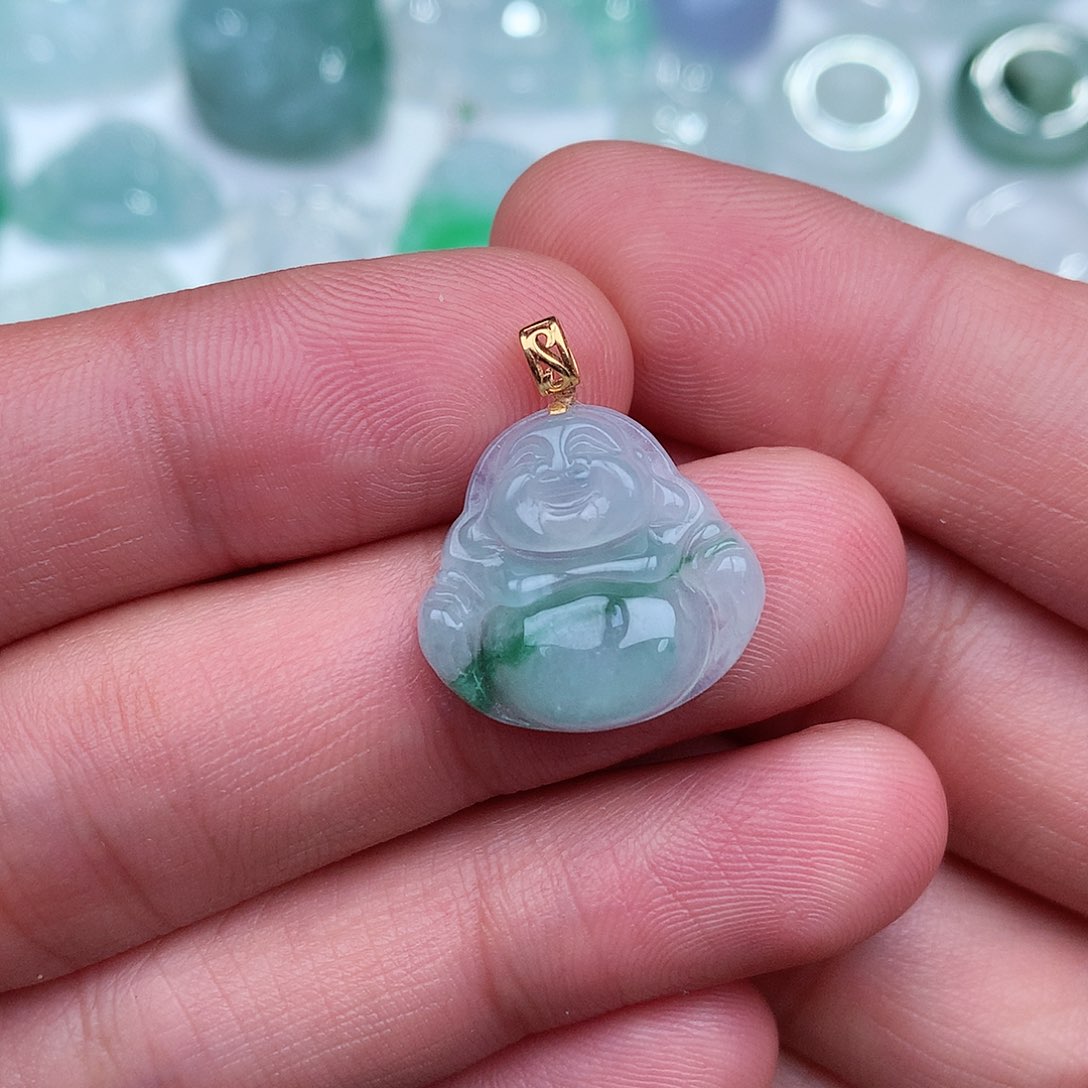 翡翠吊坠(不含链)18K金镶嵌