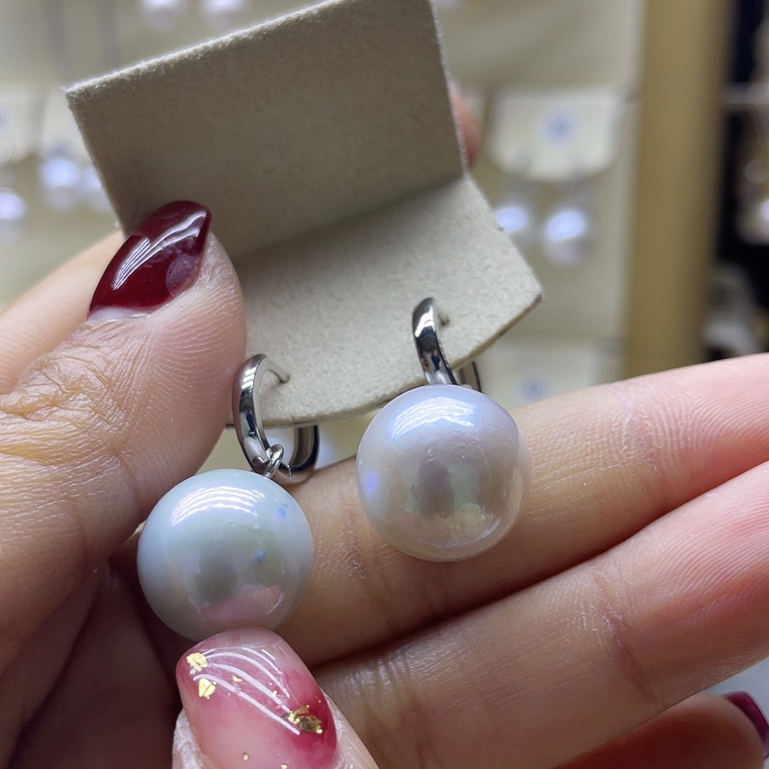 淡水珍珠耳饰银S925镶嵌