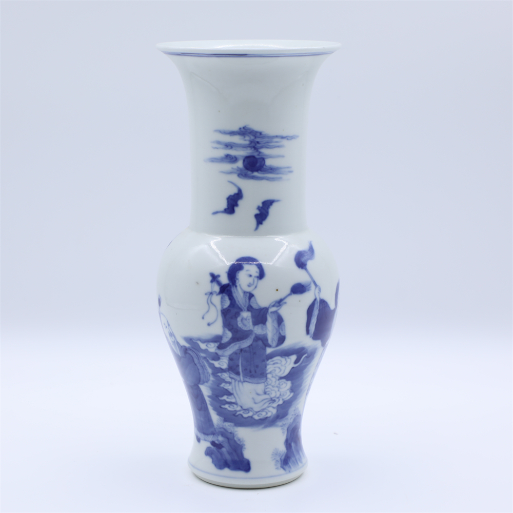 古董/古玩/瓷器/青花人物故事小凤尾尊LOT3703/老物件