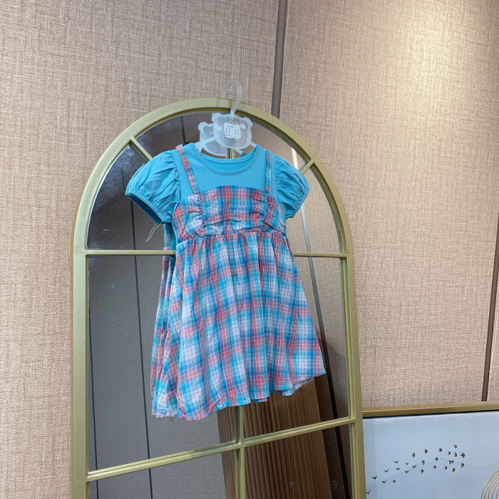 AD360   宝宝蓝色短袖连衣裙   夏季