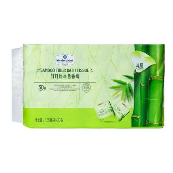 竹纤维本色卷纸纸巾155克x30卷厕所卷纸