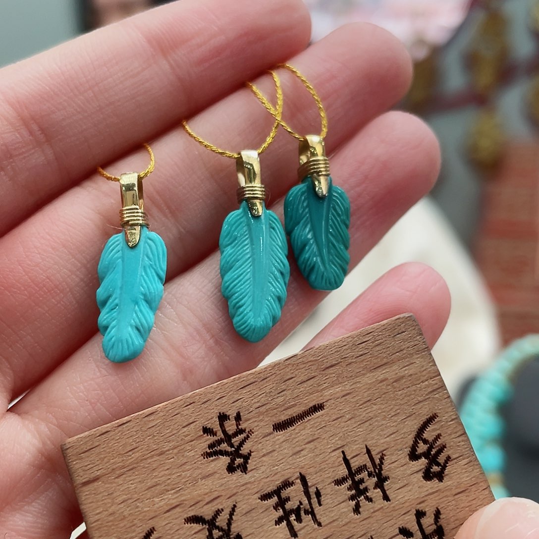 绿松石颈饰银S925镶嵌