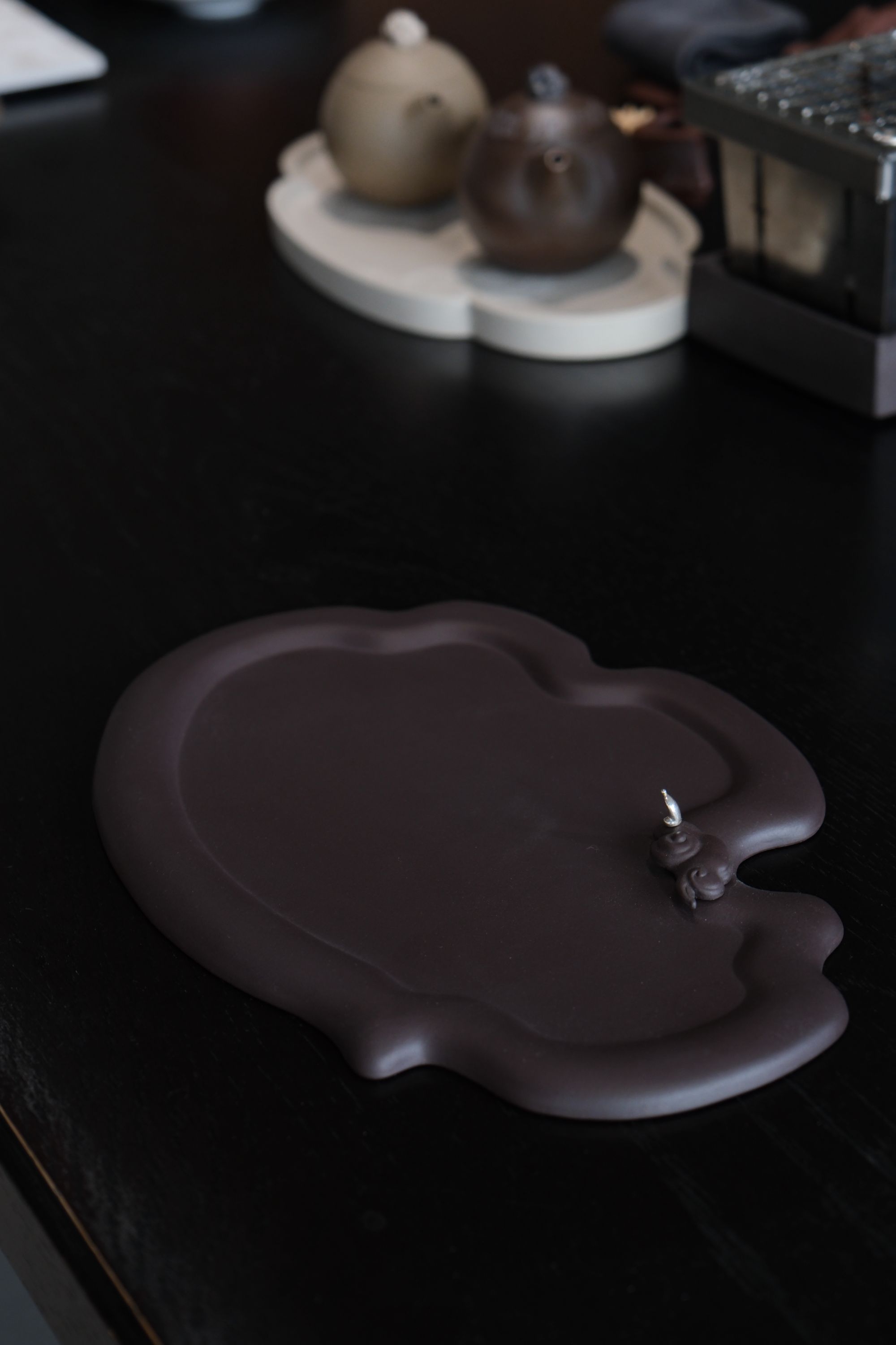 「观自在茶盘」 黑段泥 简约干泡台茶桌禅意茶器茶具极简风