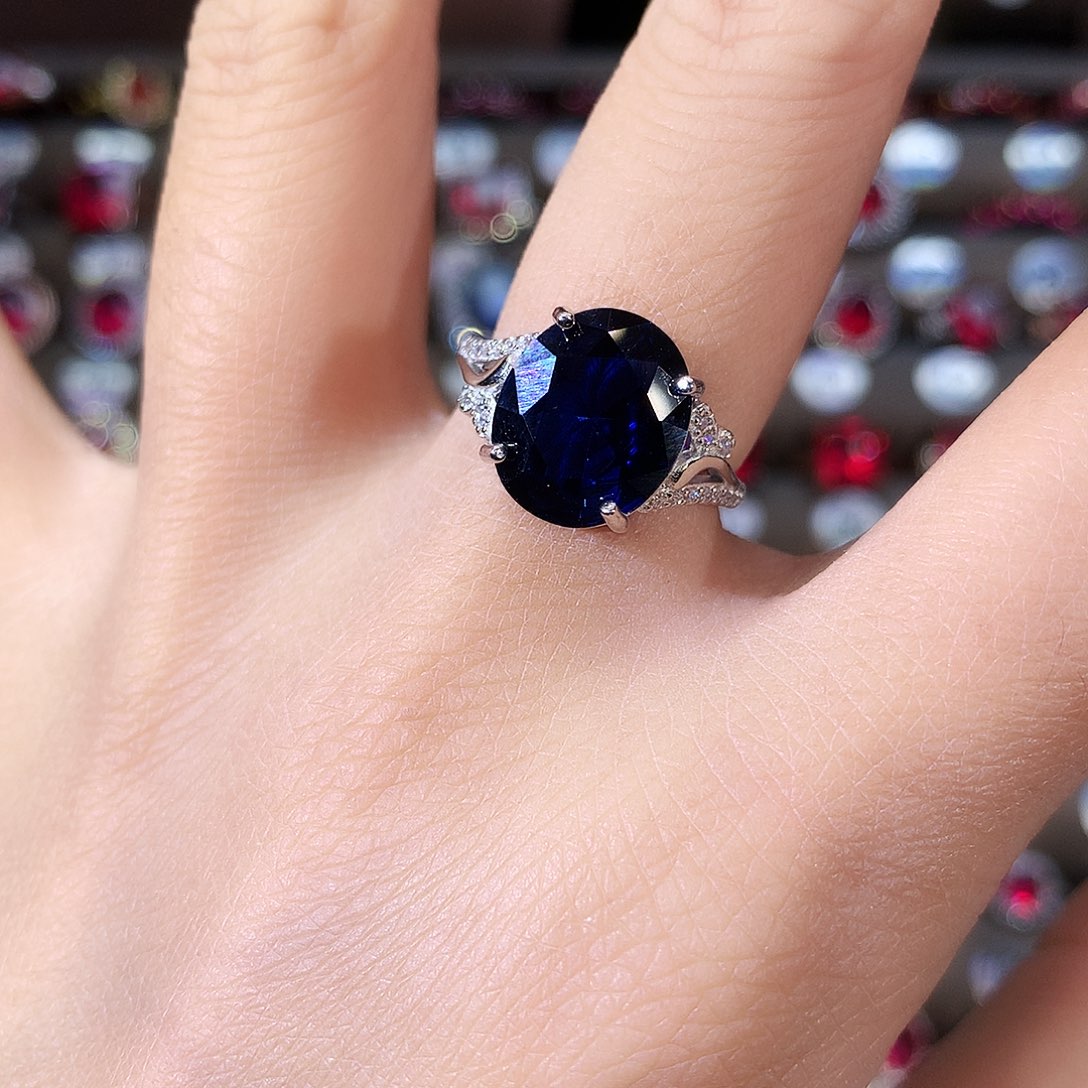 无925银皇家蓝色戒指