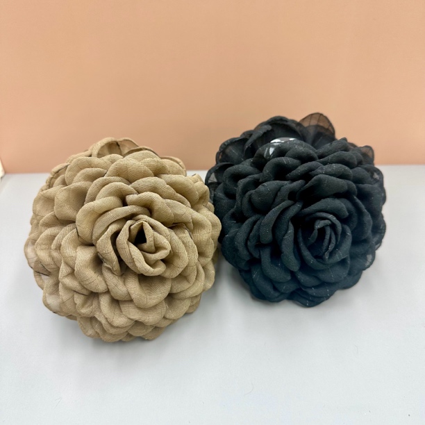 L204夕洛花朵8cm又字原创设计抓夹时尚百搭简约气质头饰发饰