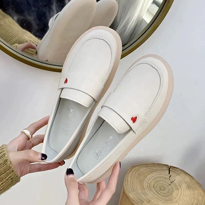 休闲低跟丁字鞋防水台圆头豆豆鞋韩版春季平底护士鞋M08