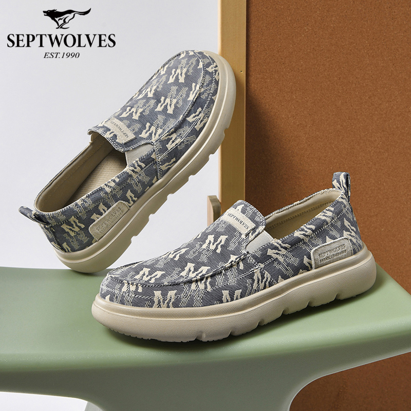 七匹狼春季男鞋帆布鞋夏季时尚休闲鞋懒人鞋厚底男士软底透气布鞋商品图