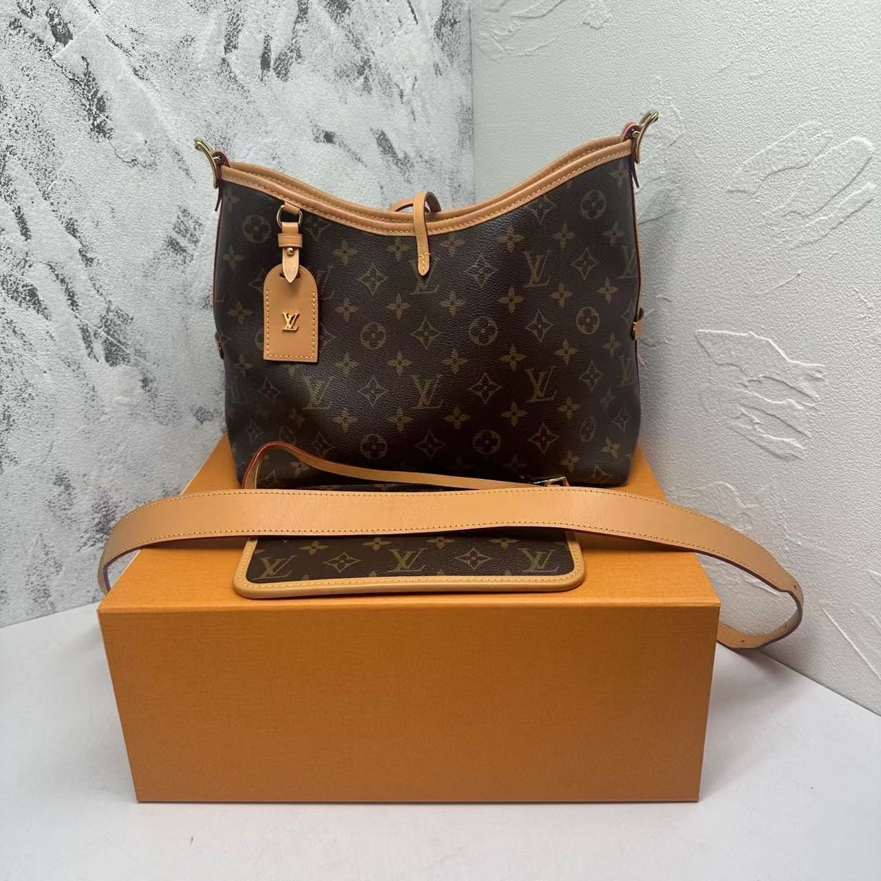 99新 LouisVuitton/路易威登 女士Carryall经典老花子母包手提袋 