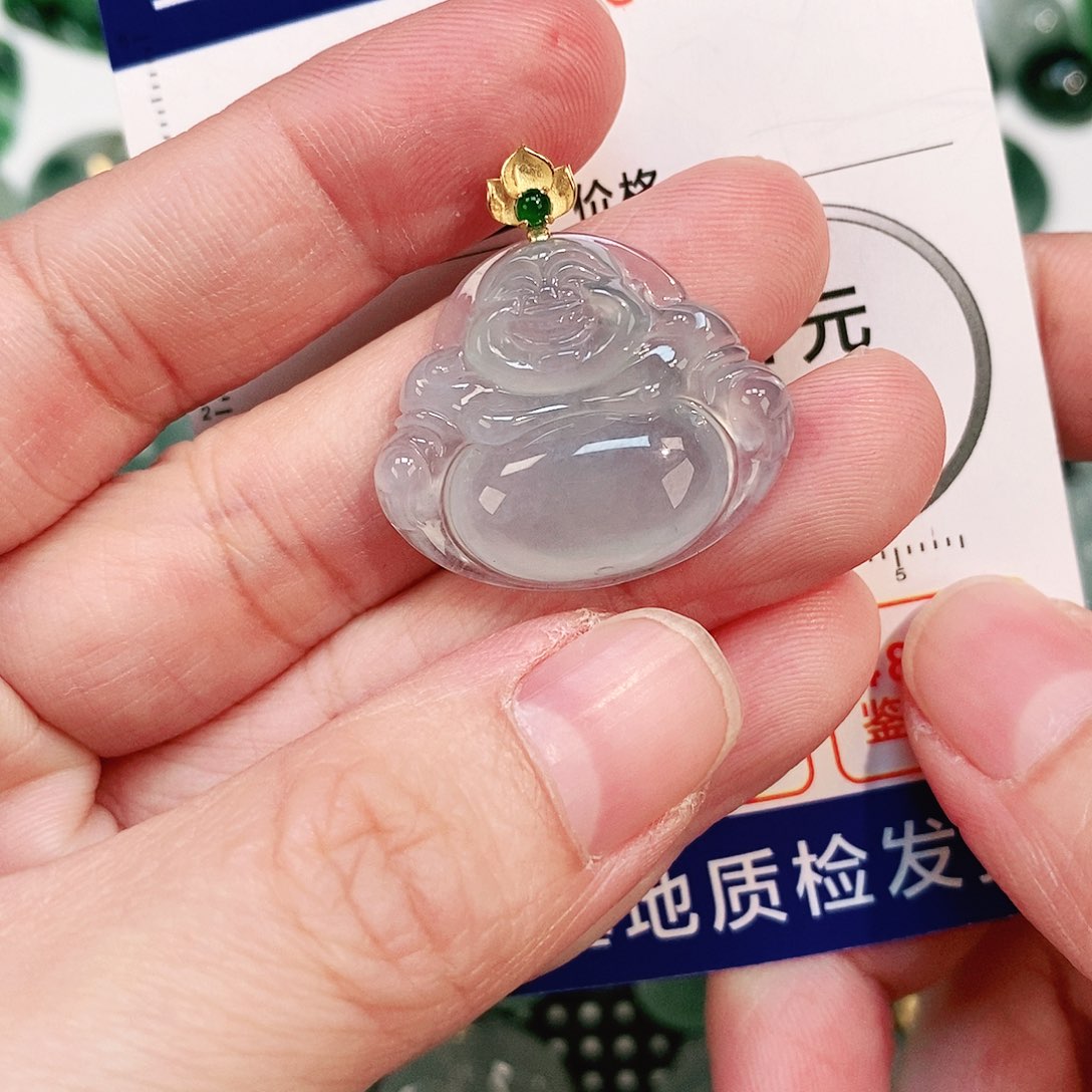 翡翠颈饰18K金镶嵌喜*C吊坠