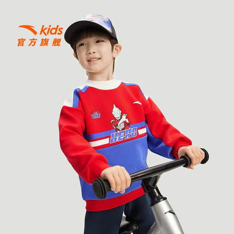 安踏儿童2025奥特曼小童卫衣新款针织联名套头衫352519711-ZB