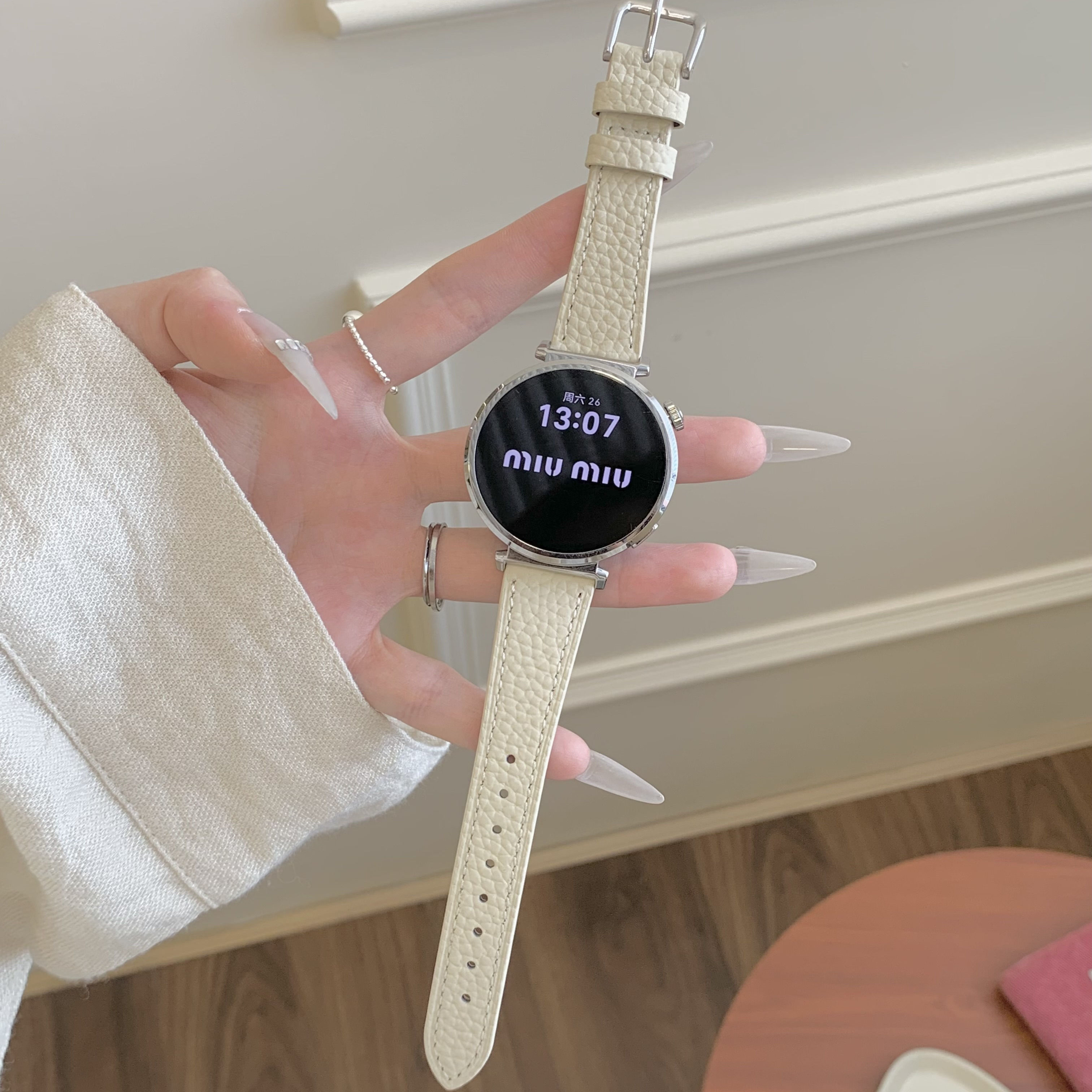 适用华为GT5表带gt5pro/GT4手表荔枝纹小牛皮苹果iwatch9/10代8se