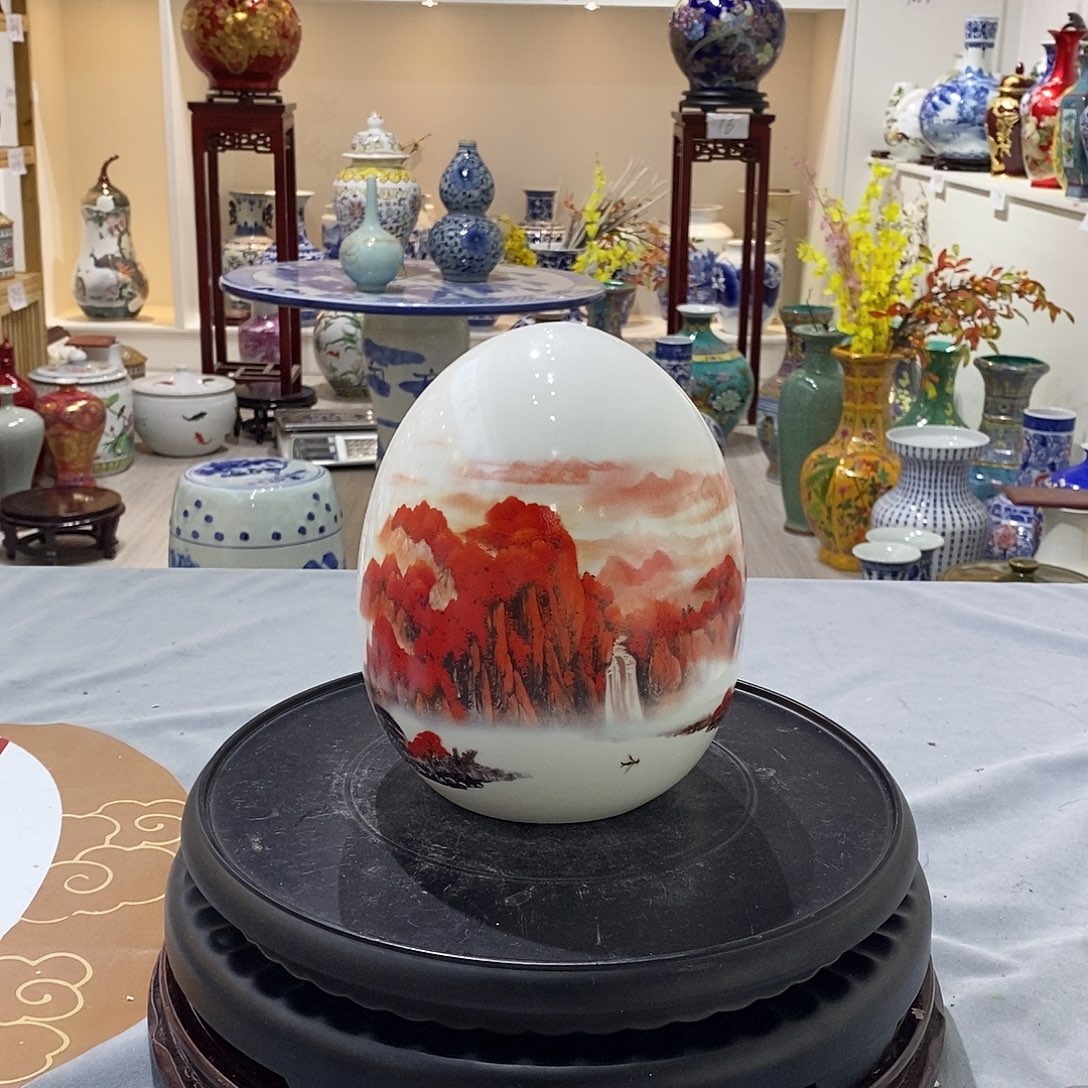 陶摆件18cm鸿运当头福蛋