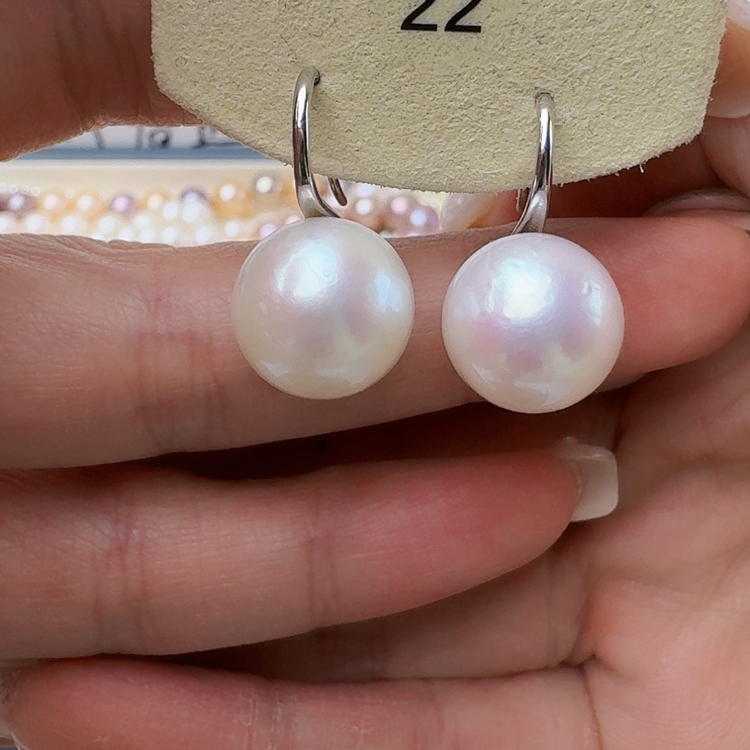 淡水珍珠耳饰银S925镶嵌