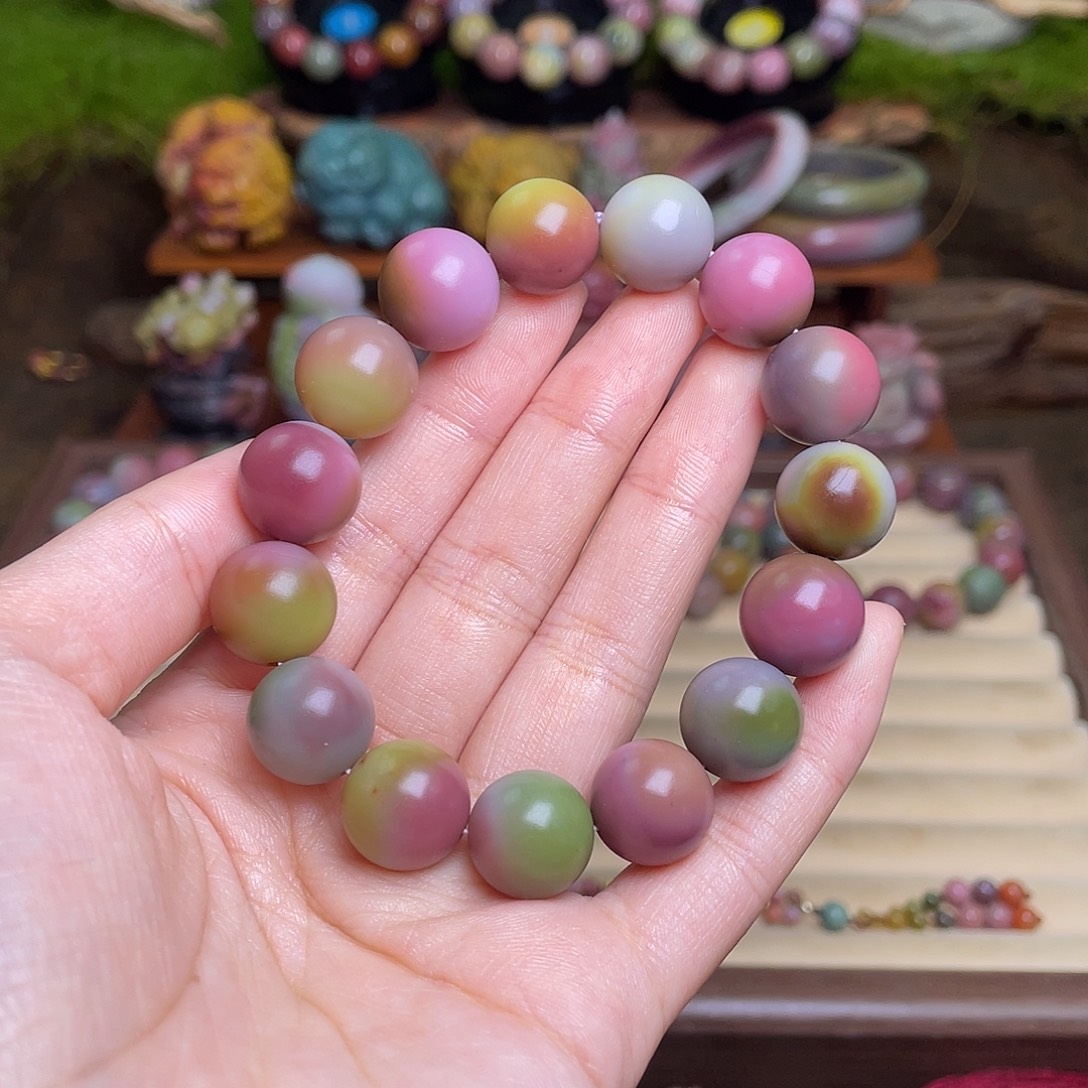 草****玛瑙/玉髓未镶嵌手串盐源玛瑙磨砂炫彩串